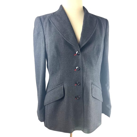 Vintage ESCADA Grey Wool Blazer, Women’s Size 42 Euro/Large US - Picture 2 of 16